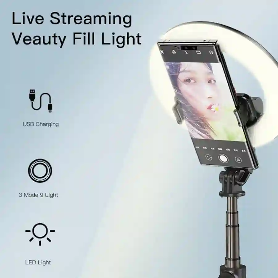 Yesido Selfie Stick With Wireless Ring Light Tripod - SF12