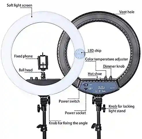 The Mohrim Rl 18 Ring Light With Remote Control 3 Phone Holder